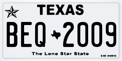 TX license plate BEQ2009
