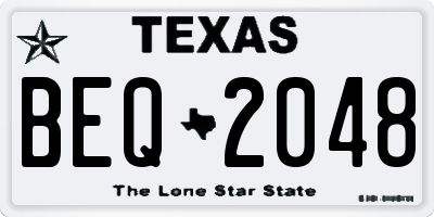 TX license plate BEQ2048