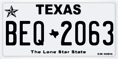 TX license plate BEQ2063