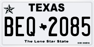TX license plate BEQ2085