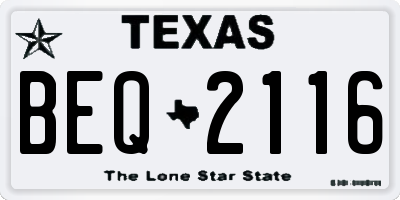 TX license plate BEQ2116