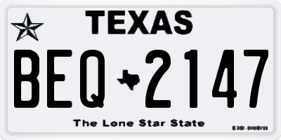 TX license plate BEQ2147