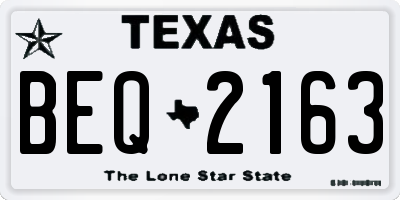 TX license plate BEQ2163