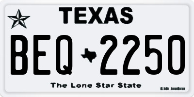 TX license plate BEQ2250