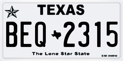 TX license plate BEQ2315