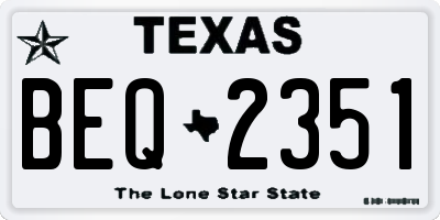 TX license plate BEQ2351