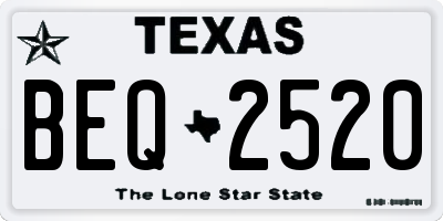 TX license plate BEQ2520