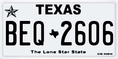 TX license plate BEQ2606