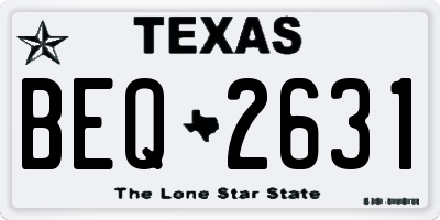 TX license plate BEQ2631