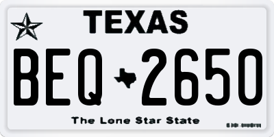 TX license plate BEQ2650