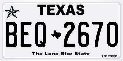 TX license plate BEQ2670