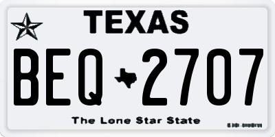 TX license plate BEQ2707