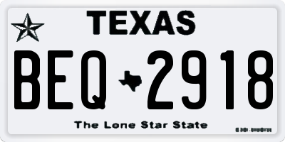 TX license plate BEQ2918