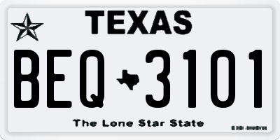 TX license plate BEQ3101
