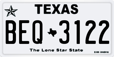 TX license plate BEQ3122