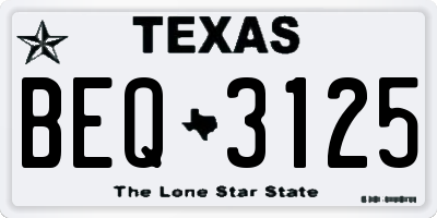 TX license plate BEQ3125