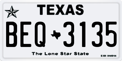 TX license plate BEQ3135