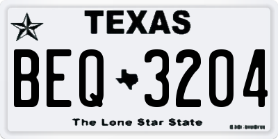 TX license plate BEQ3204