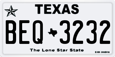 TX license plate BEQ3232