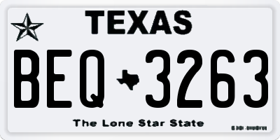TX license plate BEQ3263