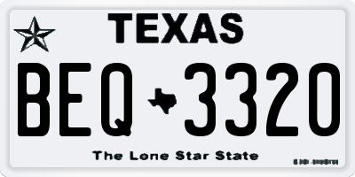 TX license plate BEQ3320