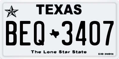TX license plate BEQ3407