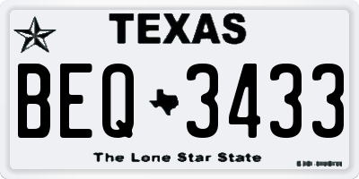 TX license plate BEQ3433