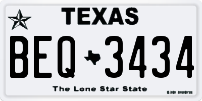 TX license plate BEQ3434