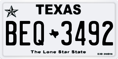 TX license plate BEQ3492