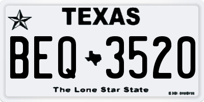 TX license plate BEQ3520