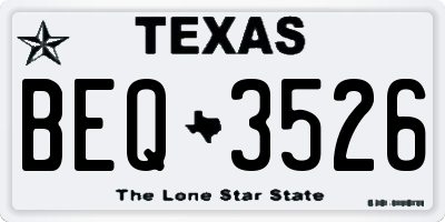 TX license plate BEQ3526