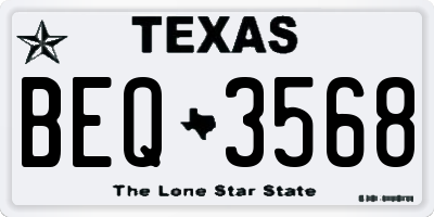 TX license plate BEQ3568