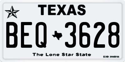 TX license plate BEQ3628