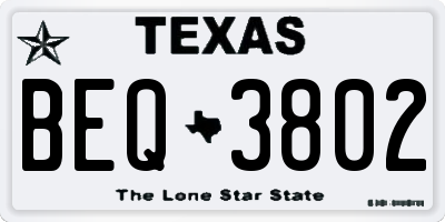 TX license plate BEQ3802