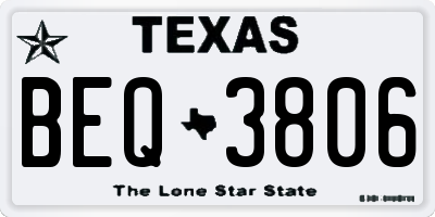 TX license plate BEQ3806