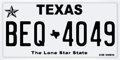 TX license plate BEQ4049