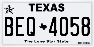 TX license plate BEQ4058
