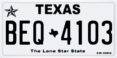 TX license plate BEQ4103