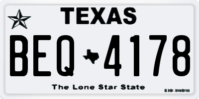 TX license plate BEQ4178