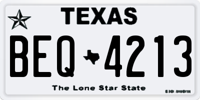 TX license plate BEQ4213