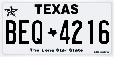 TX license plate BEQ4216