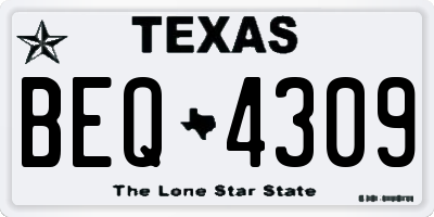 TX license plate BEQ4309