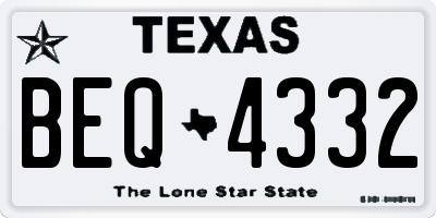 TX license plate BEQ4332