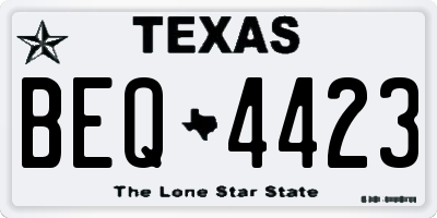 TX license plate BEQ4423