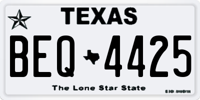 TX license plate BEQ4425