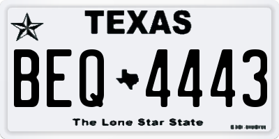 TX license plate BEQ4443