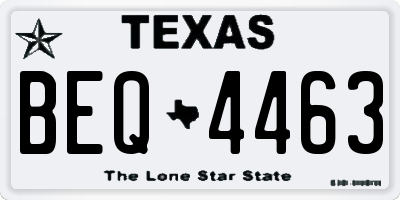 TX license plate BEQ4463