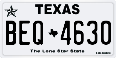 TX license plate BEQ4630