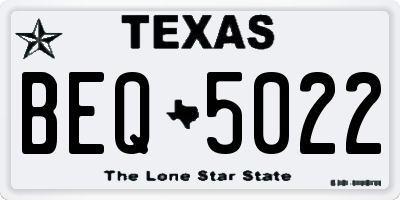 TX license plate BEQ5022