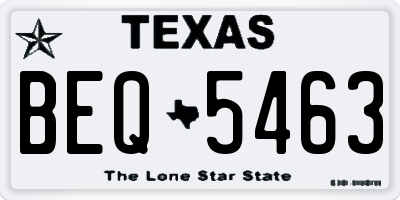 TX license plate BEQ5463